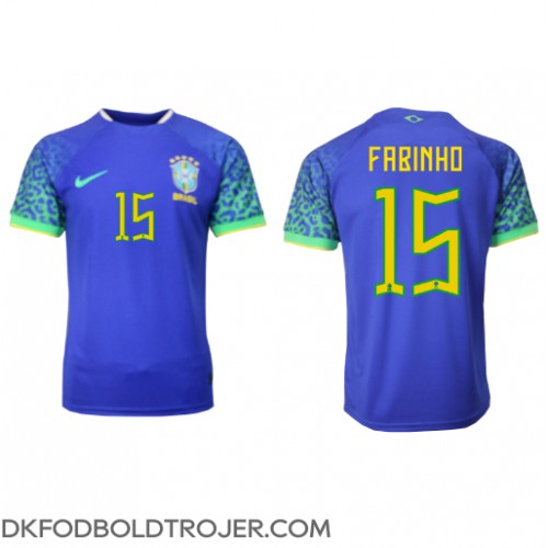 Billige Brasilien Fabinho #15 Udebane Fodboldtrøjer VM 2022 Kortærmet